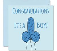 Stuff4 Biglietto di auguri per neonato, con scritta Congratulations It's a Boy, 145 mm x 145 mm, con scritta in lingua inglese Congratulations It's a Boy! (lingua italiana non garantita)