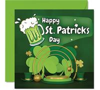 Stuff4 Biglietto di auguri per San Patrizio con scritta in lingua inglese Happy St Patrick's Day, con trifoglio per mamma, papà, zia, zio, amica, bambinaia, nonno, sorella, 145 mm x 145 mm