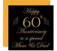 Stuff4 Biglietto di auguri speciale anniversario di papà mamma genitori mamma e papà con scritta Happy 60th Anniversary di Son Daughter Family 145mm sessantesimo anniversari