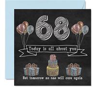 Stuff4 Biglietto di auguri umoristico divertente per 68° compleanno, unisex, con lavagna a gesso, 145 mm