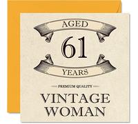 Biglietto di auguri vintage 61° compleanno da donna età 61 anni divertente biglietto di compleanno mamma sorella moglie fidanzata nonna zia 145mm biglietto di auguri il