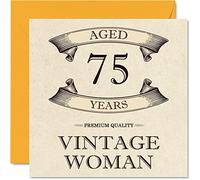 Stuff4 Biglietto di auguri vintage 75° compleanno da donna 75 anni divertente biglietto di compleanno mamma sorella moglie nonna nonna zia 145mm biglietto di auguri il 75°