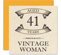 Biglietto di auguri vintage il 41° compleanno da donna 41 anni divertente biglietto di compleanno mamma sorella moglie fidanzata amica cugina zia 145mm biglietto di
