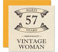 Biglietto di auguri vintage il 57° compleanno da donna 57 anni divertente biglietto di compleanno mamma sorella moglie fidanzata nonna zia 145mm biglietto di auguri