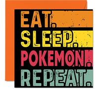 Biglietto di compleanno divertente lei o lui con scritta "Eat Sleep Cartoon Game Repeat" biglietti di auguri di buon compleanno gli amanti dei mostri anime 145mm biglietti di