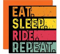 Stuff4 Biglietto di compleanno divertente lei o lui con scritta Eat Sleep Ride Repeat amanti della bicicletta equitazione 145mm biglietti di auguri di compleanno tutte le