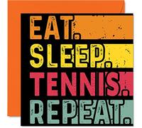 Biglietto di compleanno divertente lei o lui con scritta "Eat Sleep Tennis Repeat" gli amanti dello sport 145mm biglietti di auguri di compleanno tutte le occasioni