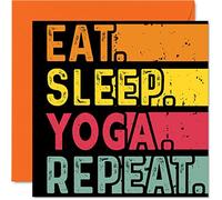 Stuff4 Biglietto di compleanno divertente lei o lui con scritta in lingua inglese Eat Sleep Yoga Repeat gli amanti della meditazione 145mm tutte le occasioni bambini o adulti