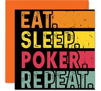 Biglietto di compleanno divertente lei o lui mangiare dormire poker regalo gli amanti del Texas 145 mmx145 mm biglietti di auguri di compleanno tutte le occasioni bambini o adulti