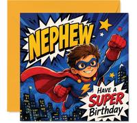 Stuff4 Biglietto di compleanno divertente per nipote, con supereroe