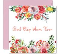 Stuff4 Biglietto di compleanno matrigna con scritta in lingua inglese Best Step Mum Ever biglietto di auguri la matrigna figliastro regalo di compleanno 145mm la festa della