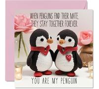 Biglietto di San Valentino anniversario con pinguini lavorati a maglia carino biglietto romantico fidanzata fidanzato moglie marito partner amico lui lei 145mm biglietti