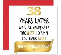 Stuff4 Biglietto d'oro per 38° anniversario per donne e uomini, per celebrare la migliore decisione, biglietto di auguri per il 38° anniversario di matrimonio, moglie, compagno, partner, fidanzato