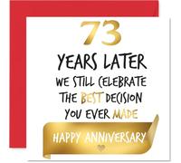 Stuff4 Biglietto d'oro per 73° anniversario per donne e uomini, per celebrare la migliore decisione, biglietto di auguri per il 73° anniversario di matrimonio, partner, moglie, marito, 145 mm