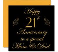 Stuff4 Biglietto speciale il 21° anniversario papà mamma genitori speciale mamma e papà biglietto di auguri il 21° anniversario di matrimonio da parte di figlio figlia famiglia 145mm