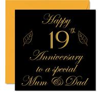Stuff4 Biglietto speciale per il 19° anniversario per papà mamma e genitori speciale mamma e papà - Happy 19 anniversario di matrimonio da figlio figlia famiglia biglietti di auguri 145mm