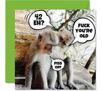 Stuff4 Divertente biglietto auguri per 42° compleanno per uomo donna - Old Monkeys - per papà mamma fratello sorella zio zia 145mm maleducato scherzo offensivo umorismo compleanno biglietti auguri