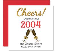 Stuff4 Divertente biglietto di anniversario cinese marito moglie - Together Since 2004 - Biglietto di auguri il 20° anniversario di matrimonio partner con scritta I Love You 145mm