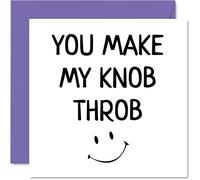 Divertente biglietto di anniversario lei con scritta in lingua inglese "You Make My Knob Throb" biglietto di compleanno fidanzata partner fidanzata 145mm biglietto di auguri