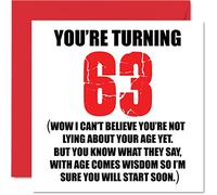 Stuff4 Divertente biglietto di auguri 63° compleanno uomini e donne con scritta Start Lying - divertente biglietto di compleanno papà mamma nonno nonno zia cugino 145mm