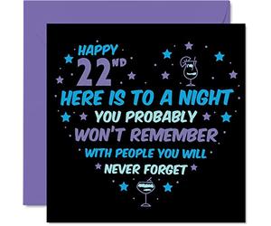 Stuff4 Divertente biglietto di auguri il 22° compleanno uomini e donne con scritta in lingua inglese Won't Remember figlio figlia fratello sorella cugino amico 145mm