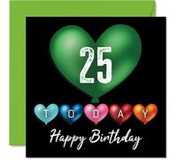 Stuff4 Divertente biglietto di auguri il 25° compleanno uomini e donne palloncini a forma di cuore biglietto di auguri figlio figlia fratello sorella zio nipote cugino 145mm