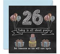 Stuff4 Divertente biglietto di auguri il 26° compleanno uomo donna - lavagna a gesso - buon compleanno nipote figlia figlio sorella fratello zia nipote zio cugino 145mm