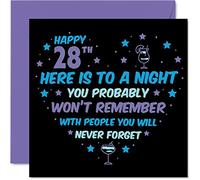 Stuff4 Divertente biglietto di auguri il 28° compleanno uomini e donne con scritta in lingua inglese Won't Remember figlio figlia fratello sorella cugino amico 145mm