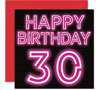 Divertente biglietto di auguri il 30° compleanno uomini e donne neon Glow - Biglietto di auguri papà mamma figlio figlia fratello sorella zio cugino 145mm biglietto di