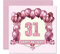 Divertente biglietto di auguri il 31° compleanno da donna palloncini di compleanno papà mamma figlio figlia fratello sorella 145 mmx145 mm biglietto di auguri il 31° compleanno