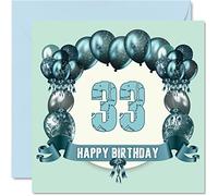 Divertente biglietto di auguri il 33° compleanno da uomo palloncini di compleanno papà zia zio figlia cugino sorella mamma fratello 145mm biglietto di auguri il 33°
