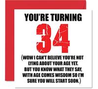 Stuff4 Divertente biglietto di auguri il 34° compleanno uomini e donne inizia a mentire divertente biglietto di compleanno papà mamma figlio figlia fratello sorella zio zia cugino 145