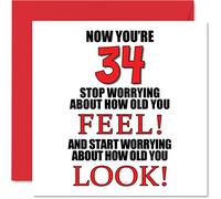 Stuff4 Divertente biglietto di auguri il 34° compleanno uomo donna - How old You Look - Happy Birthday Card papà mamma figlio figlia fratello sorella zio zia cugino 145mm