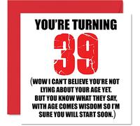 Stuff4 Divertente biglietto di auguri il 39° compleanno uomini e donne con scritta Start Lying divertente biglietto di auguri papà mamma figlio figlia fratello sorella zio zia cugino