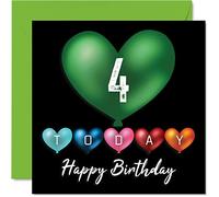 Stuff4 Divertente biglietto di auguri il 4° compleanno ragazzi e ragazze con palloncini a forma di cuore biglietto di auguri figlio figlia fratello sorella nipote nipote cugino 145mm