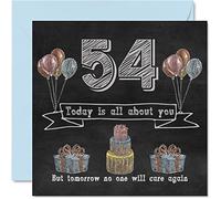 Stuff4 Divertente biglietto di auguri il 54° compleanno uomini e donne lavagna con gesso biglietto di auguri cugino mamma papà tata nonno zio zia nonna amica 145mm