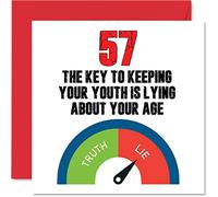 Stuff4 Divertente biglietto di auguri il 57° compleanno uomini e donne chiave i giovani biglietto di auguri papà mamma nonno tata nonna zio cugino amico 145mm divertente