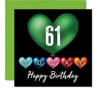 Divertente biglietto di auguri il 61° compleanno uomini e donne palloncini a forma di cuore biglietto di auguri papà mamma nonno nonna nonna nonno zio zia cugino 145mm