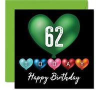 Stuff4 Divertente biglietto di auguri il 62° compleanno uomini e donne palloncini a forma di cuore biglietto di auguri papà mamma nonno nonna nonna nonno zio zia cugino 145mm