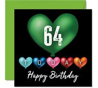 Stuff4 Divertente biglietto di auguri il 64° compleanno uomini e donne palloncini a forma di cuore biglietto di auguri papà mamma nonno nonna nonna nonno zio zia cugino 145mm