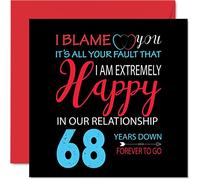 Stuff4 Divertente biglietto di auguri il 68° anniversario di matrimonio marito moglie con scritta in lingua inglese Your Fault I'm Extremely Happy (lingua italiana non garantita) il 68°