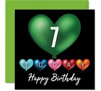 Stuff4 Divertente biglietto di auguri il 7° compleanno ragazzi e ragazze con palloncini a forma di cuore biglietto di auguri figlio figlia fratello sorella nipote nipote cugino 145mm