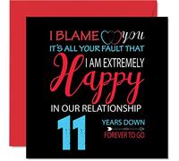 Stuff4 Divertente biglietto di auguri l'undicesimo anniversario di matrimonio marito moglie con scritta in lingua inglese Your Fault I'm Extremely Happy (lingua italiana non garantita)