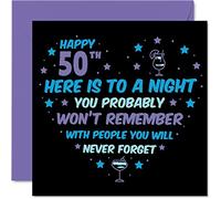 Divertente biglietto di auguri per 50° compleanno per uomini e donne - Won't Remember - Happy Birthday Card per 50 anni papà mamma zia zio cugino Friend 145mm