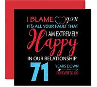 Stuff4 Divertente biglietto di auguri per 71° anniversario di matrimonio, per marito, moglie, con scritta in lingua inglese Your Fault I'm Extremely Happy (lingua italiana non garantita)