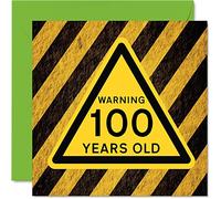 Stuff4 Divertente biglietto di auguri per il 100° compleanno per uomini e donne con avvertimento biglietto di auguri per nonno nonna papà mamma 145mm divertenti biglietti di auguri umoristici
