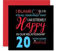 Stuff4 Divertente biglietto di auguri per il 20° anniversario di matrimonio, per marito, moglie, con scritta in lingua inglese Your Fault I'm Extremely Happy (lingua italiana non garantita)