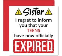 Stuff4 Divertente biglietto di auguri per il 20° compleanno per sorella - Your Teens Have Expired - Biglietto di auguri per sorella di fratello sorellastra fratellanza 145mm