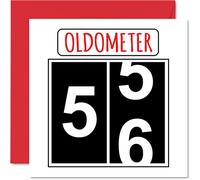 Divertente biglietto di auguri per il 56° compleanno per uomo e donna - Oldometer - Biglietto di auguri di buon compleanno per papà mamma nonno nonna zio zia cugino amico 145mm