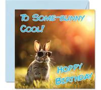 Stuff4 Divertente biglietto di compleanno donne e uomini con occhiali da sole a forma di coniglio biglietto di auguri mamma papà fratello sorella zio cugino nonno tata e amico 145mm